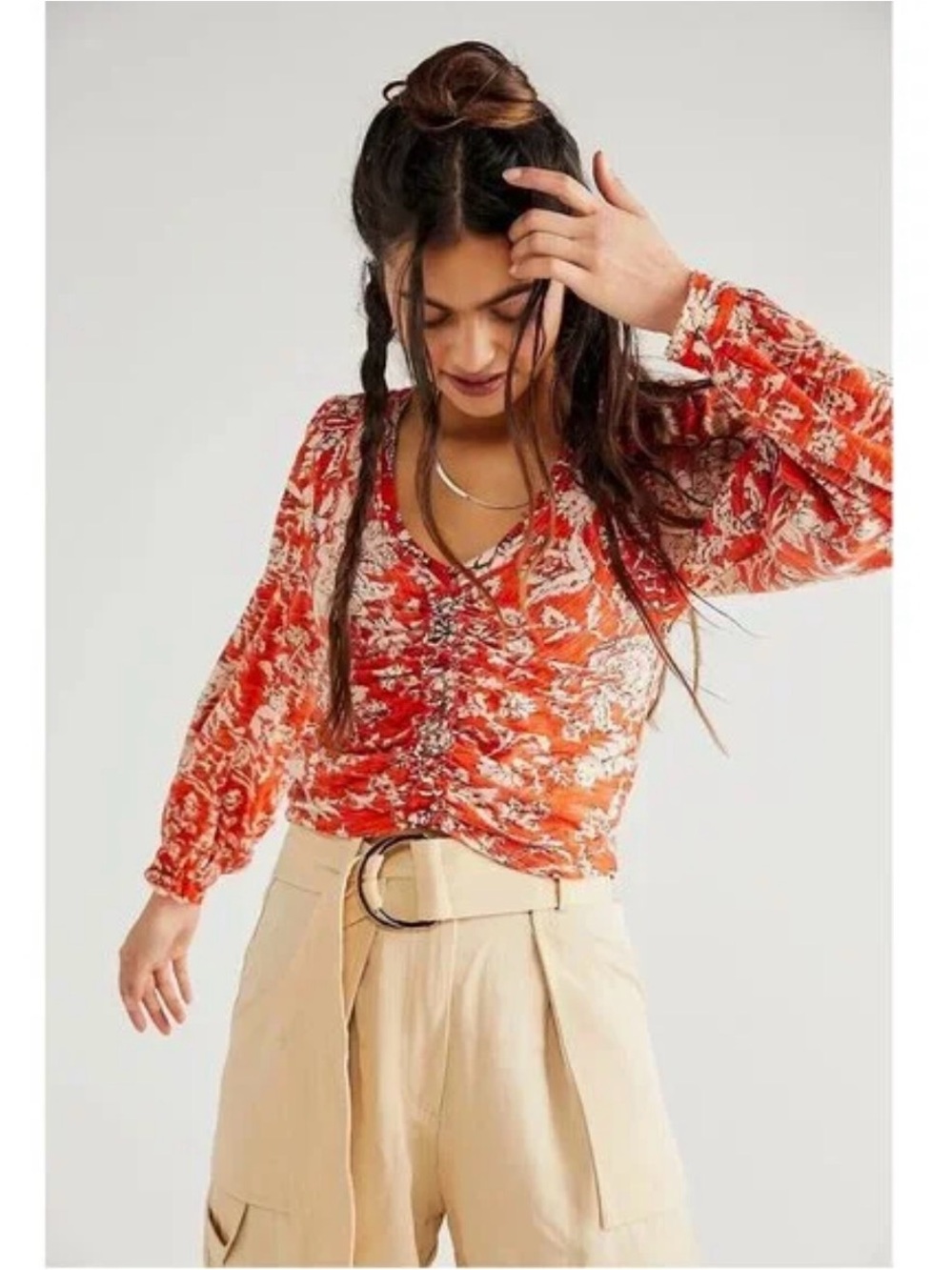 Free People Say The Word Cropped Blouse Top
